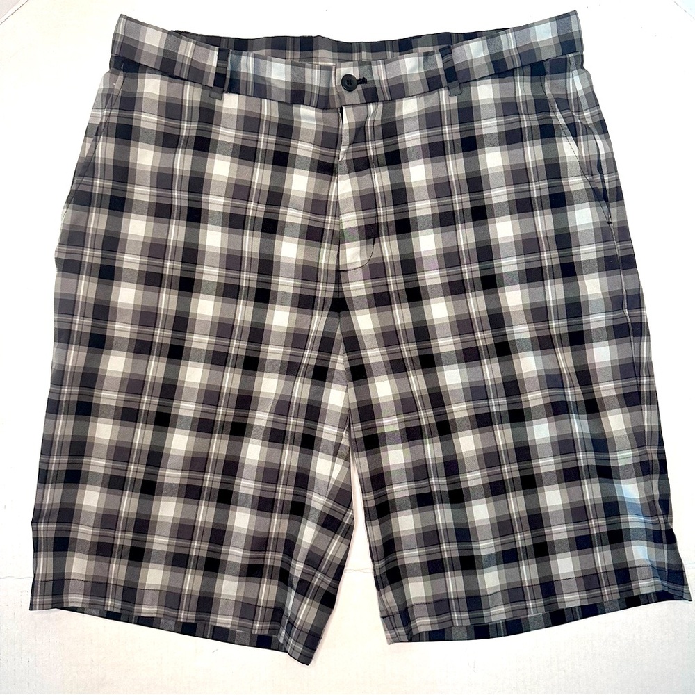 Slazenger | Men's Plaid Golf Shorts - Black and Gray | Size 34